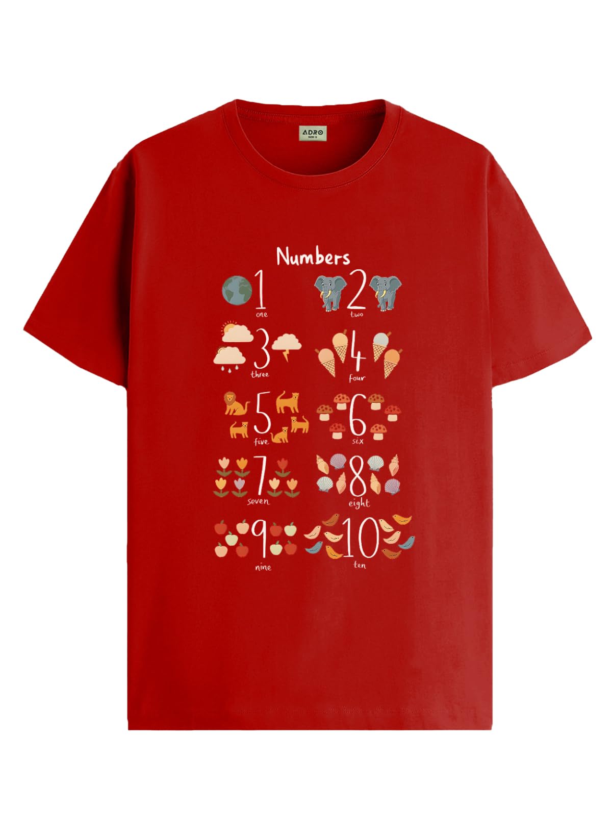 ADRO T Shirts for Boys & Girls || Learning Numbers Printed T-Shirt || Ages 3-14 || 100% Cotton Round Neck Tshirt for Boys & Girl