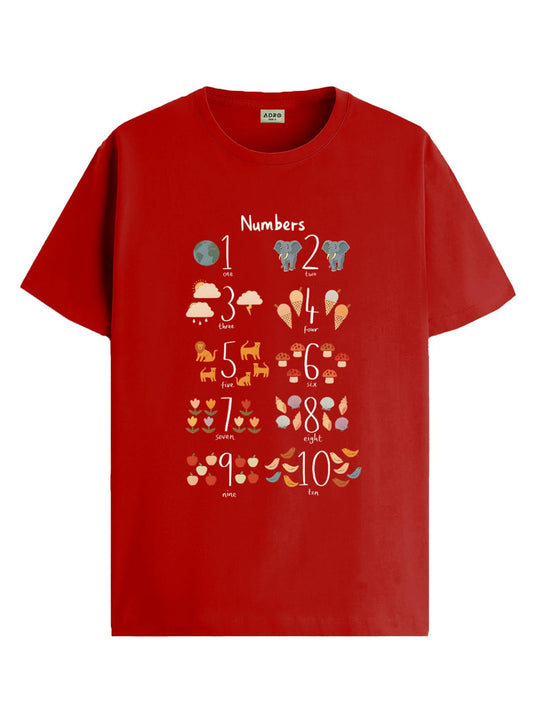 ADRO T Shirts for Boys & Girls || Learning Numbers Printed T-Shirt || Ages 3-14 || 100% Cotton Round Neck Tshirt for Boys & Girl