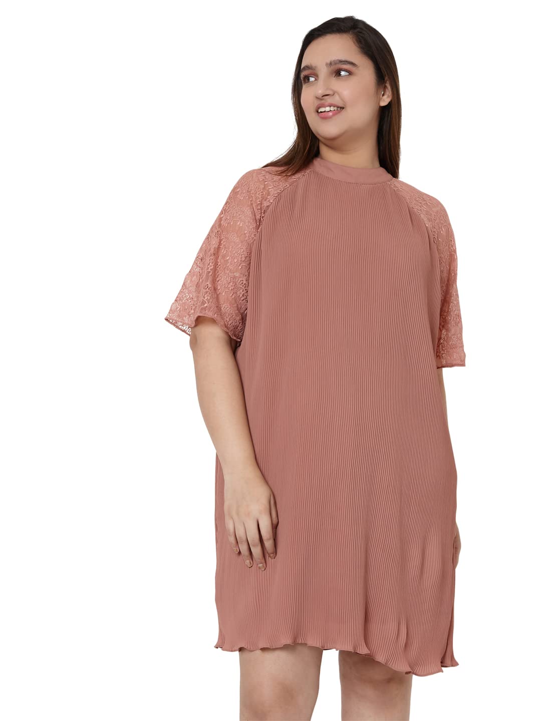 Vero Moda WomenS Polyester Shift Knee-Length Dress (225718801-Light Mahogany_Light L)