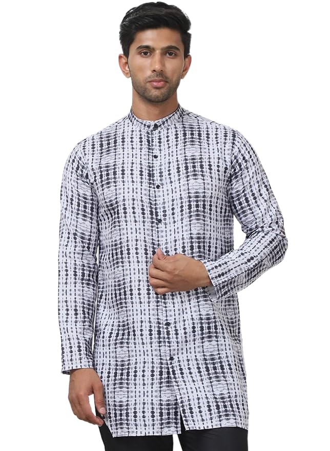 Jompers Mens Printed Front Open Kurta