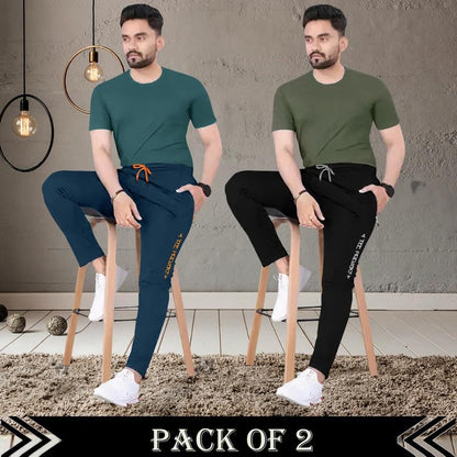 Tee Projekt Lycra Combo Soild & Zippered Pockets Style Regular Fit Track Pant for Men Jogger, Gym Wear, Yoga
