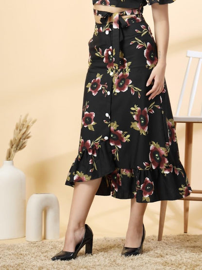 OOMPH! Long Skirts for Women Black - msk202