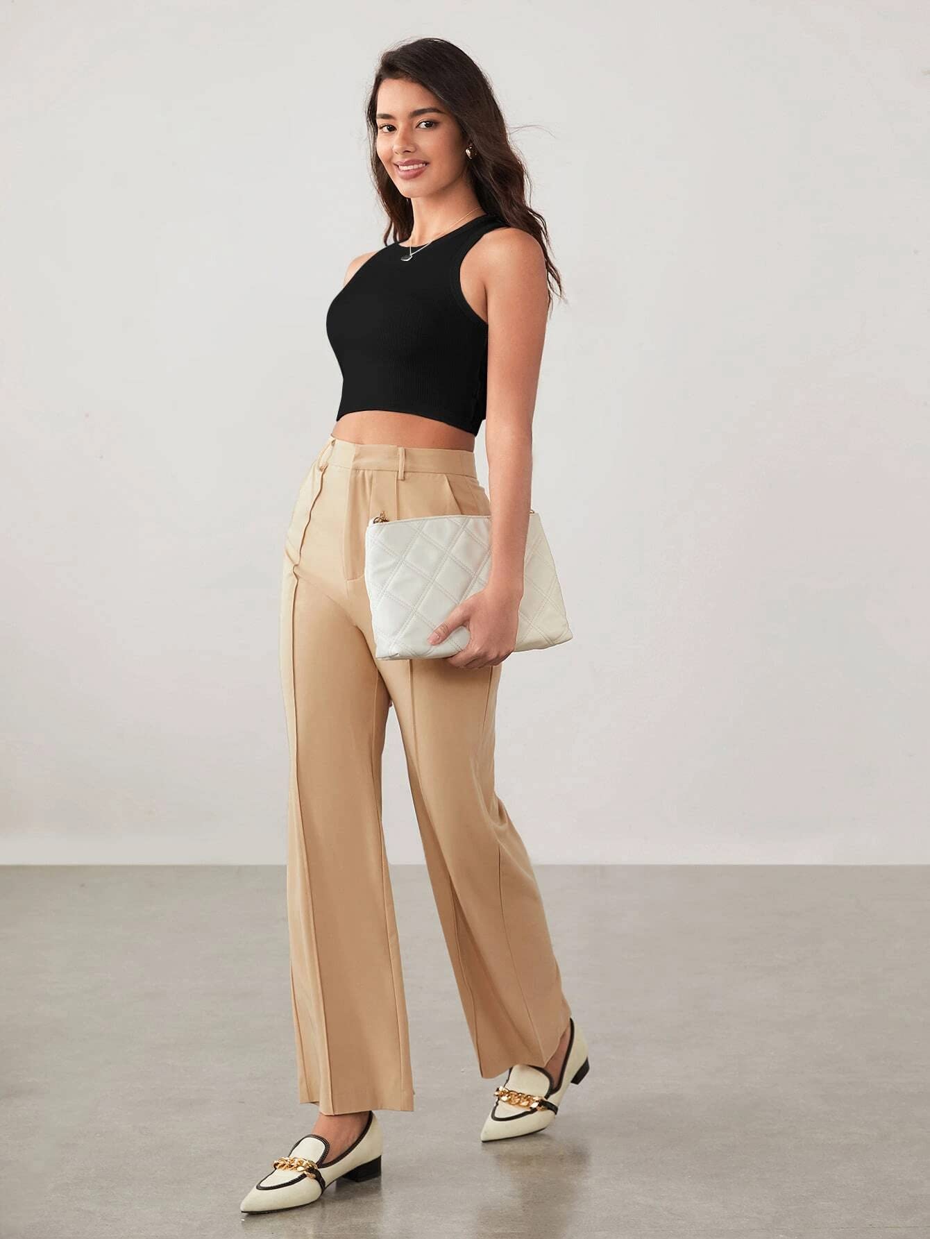 TAGAS Womens Solid Cotton Rib Knit Crop Tank Top || Womens Crop Top ||Round Neck Cotton Rib Crop Top for Women || Tops for Gir