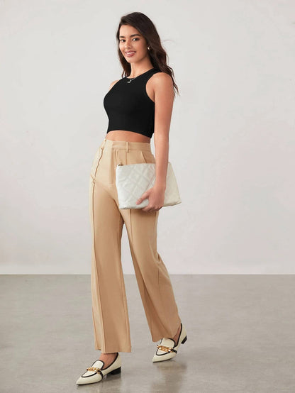 TAGAS Womens Solid Cotton Rib Knit Crop Tank Top || Womens Crop Top ||Round Neck Cotton Rib Crop Top for Women || Tops for Gir