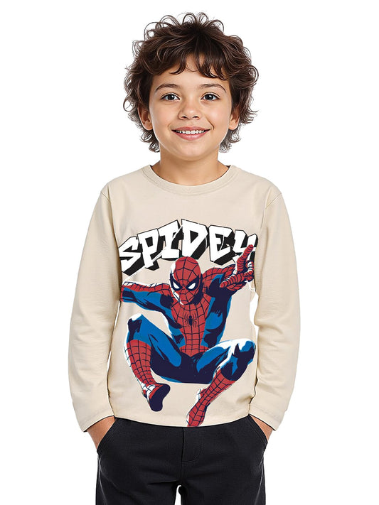 The Souled Store Official Spider-Man : Peter Parker Boys Round Neck Multicolor Color Blocked Cotton Full Sleeve T-Shirts
