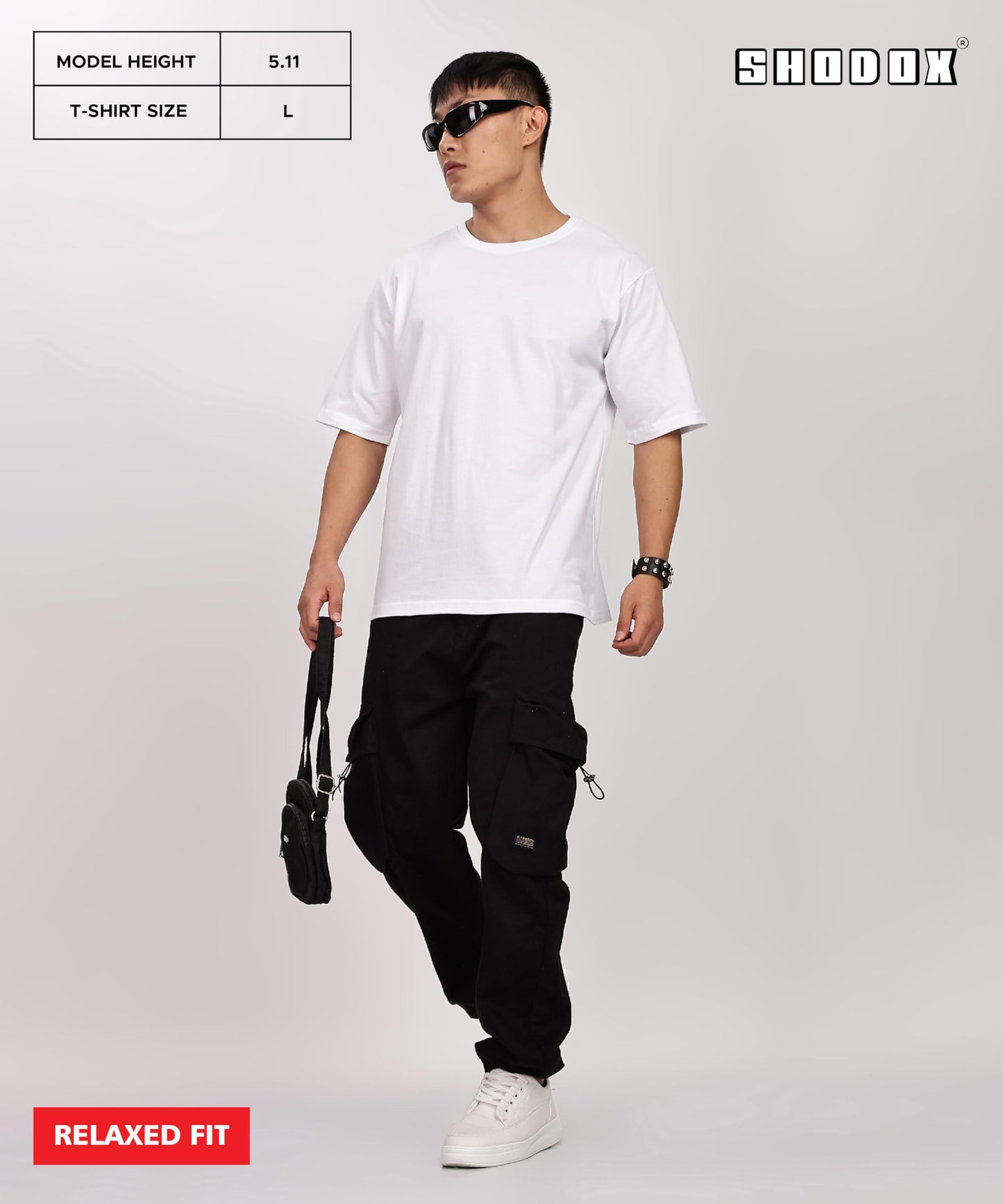 SHODOX Mens 100% Cotton Relaxed Fit Half Sleeve Tshirt for Men Drop Shoulder Front and Back Solid Round Neck T-Shirts (Pack of 1