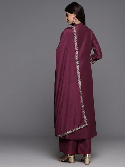 Libas Womens Silk Blend Kurta Sets (48404_Wine