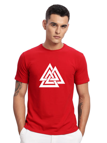 ADRO Triangle Mens Printed T-Shirt (RNR-M-TKT-RD_Red)