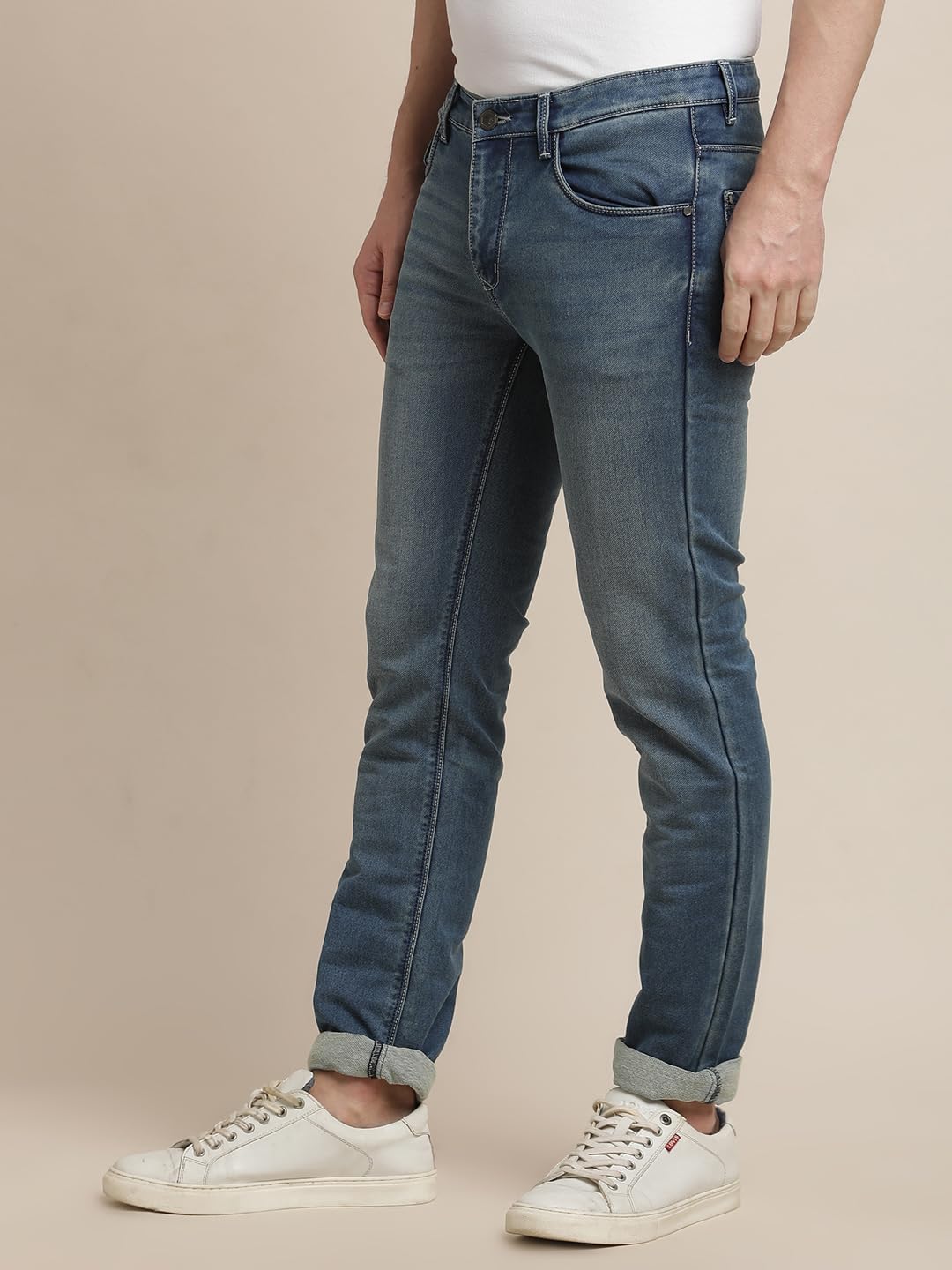 Turtle Men Cotton Stretch Narrow Fit Flat Front Light Blue Jeans