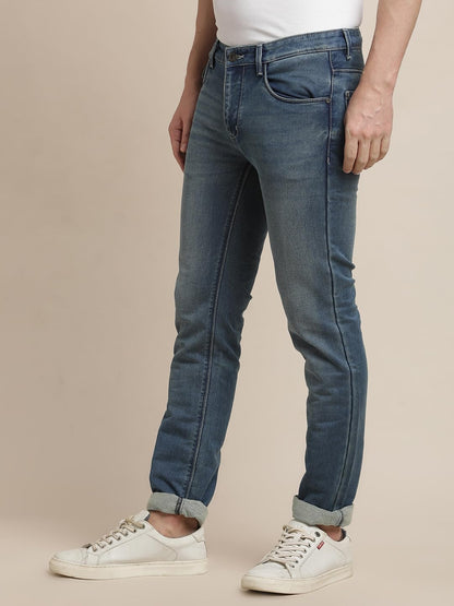 Turtle Men Cotton Stretch Narrow Fit Flat Front Light Blue Jeans