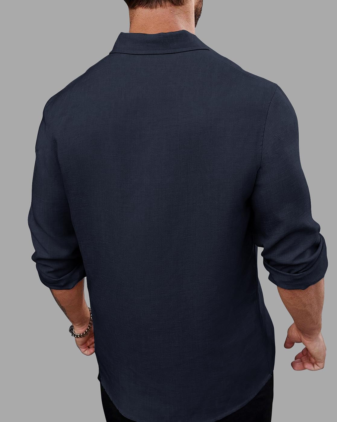 Noble Monk MenS Solid Regular Fit Shirt (Sh231_Model_Navy Blue