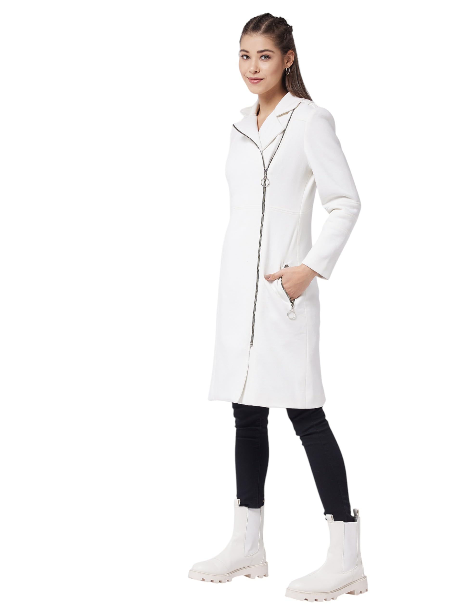 Miss Chase Womens Multi Panelled Full Sleeve Double Breasted Knee Length Jacket (MCAW24JKT99-52-715-06, Eggshell White, XL)