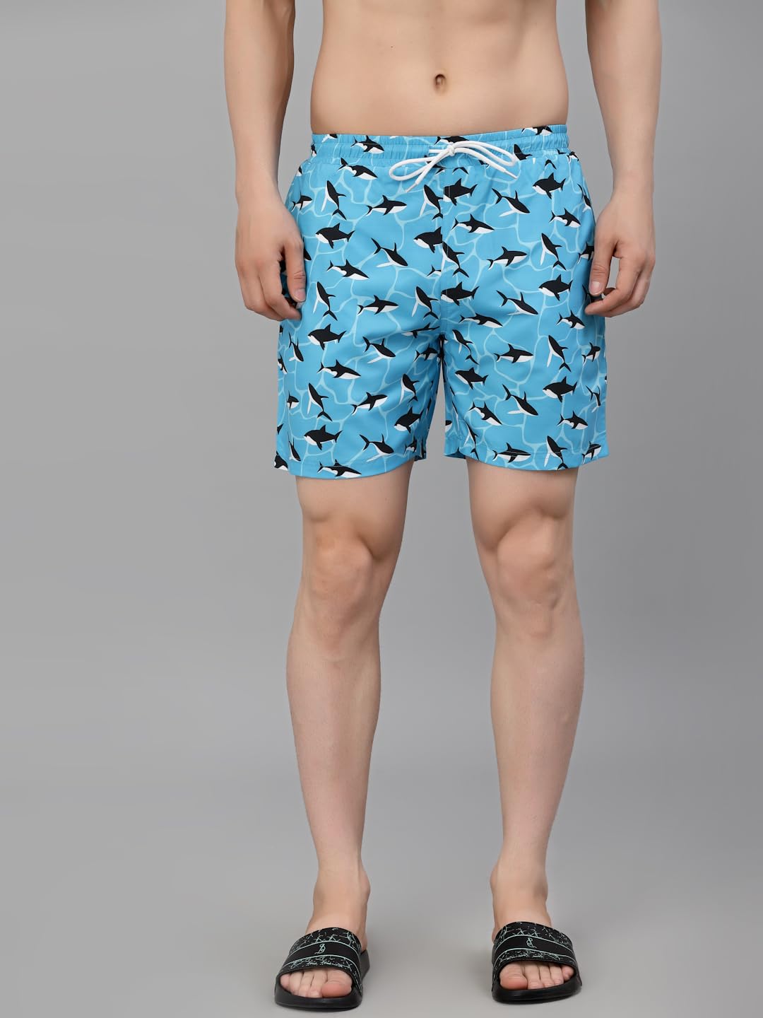 Style Quotient Men Blue Printed Sports Shorts