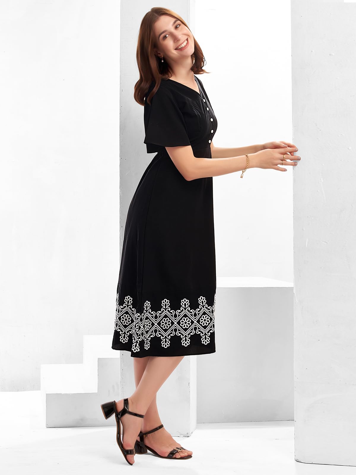 Selvia Western Dress For Women|Viscose Crepe Dress For Women|Fit & Flare Dress For Women|One Piece Dress For Women (647Dtk7732N-