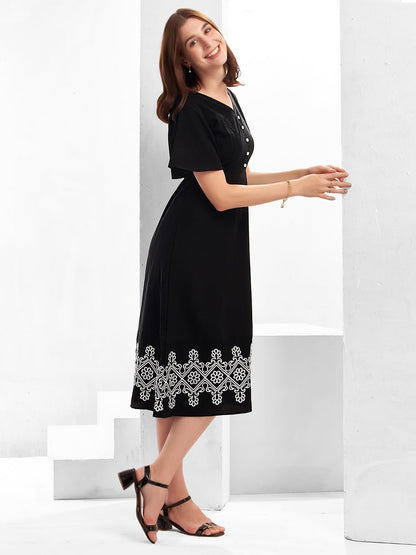 Selvia Western Dress For Women|Viscose Crepe Dress For Women|Fit & Flare Dress For Women|One Piece Dress For Women (647Dtk7732N-