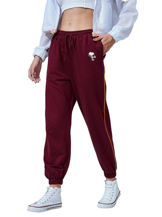 Bewakoof Official Peanuts Merchandise WomenS Printed Oversized Fit Terry Joggers_ 603259 Green L