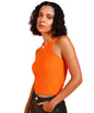 POPWINGS Women Casual Orange Rib Tank Crop Top Tops for Women | Stylish Tops for Women | Trendy Tops Women