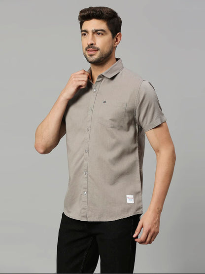 Thomas Scott Mens | Self Designed | Short Sleeves | Solid | Spread Collar | Slim Fit | Cotton Linen | Shirt | (TS1099_Seagreen_