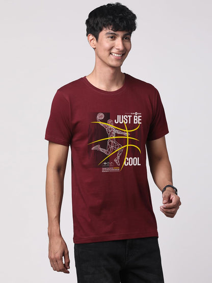ADRO Men's Graphic Printed 100% Cotton T-Shirt - Regular Fit, Printed T-Shirts for Men (RN24-BCL-MR_Maroon)