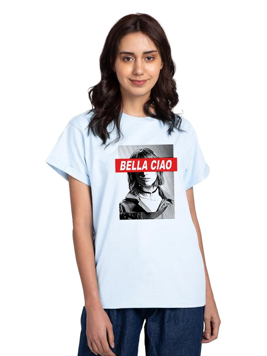Bewakoof Womens Bella Tokyo Graphic Printed 100% Cotton T-Shirt - Boyfriend Fit, Round Neck, Half Sleeves