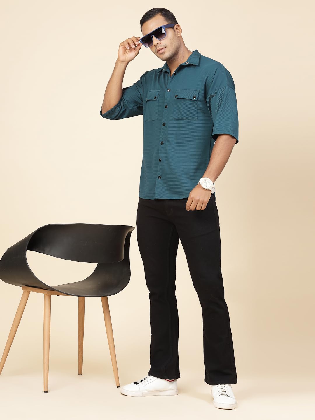 Rigo Polyester Oversized Shirt for Men | Half Sleeves, Oversized Fit Utility Shirt for Men | Oversized Drop Shoulders Shirt for