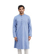 Fabindia Blue Cotton Striped Slim Fit Long Kurta