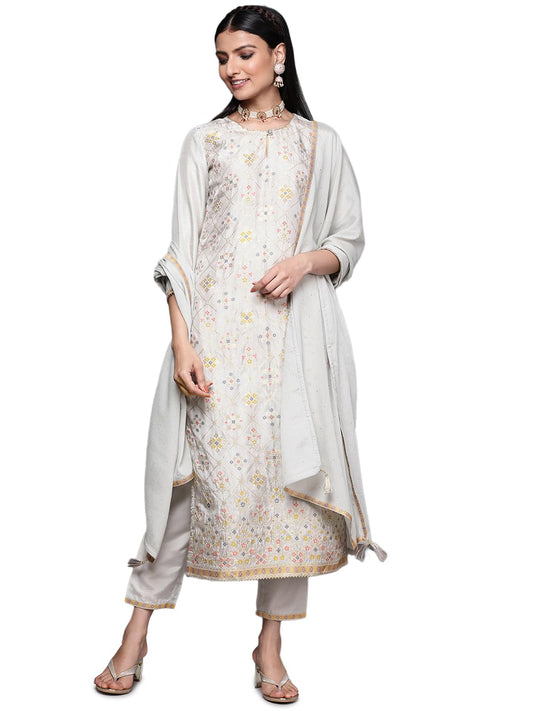 Libas WomenS Silk Blend Kurta Sets (33333O_Grey