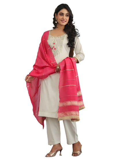 Greciilooks WomenS Cotton Kurta Set (Gl-W.Kurta Set-K2794&P216&D128_White