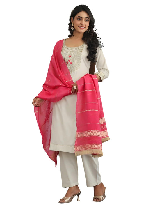 Greciilooks WomenS Cotton Kurta Set (Gl-W.Kurta Set-K2794&P216&D128_White