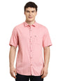 Turtle Men Slim Fit Printed Cotton Tencel Light Pink Casual Shirt