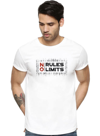 ADRO No Rules No Limits Mens Printed T-Shirt (RNR-M-LIM-WH_White)