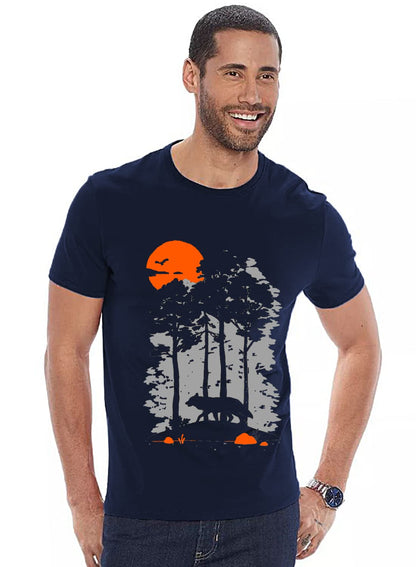 ADRO Mens Sun Printed Cotton T-Shirt (RN22-1-SUN-NB_Navy)