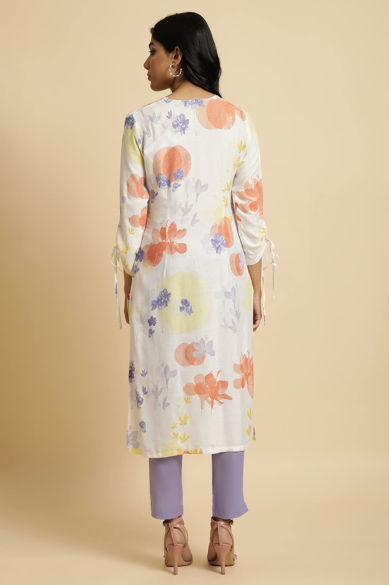 W for Woman Women's Rayon Floral Kurta & Slim Pant