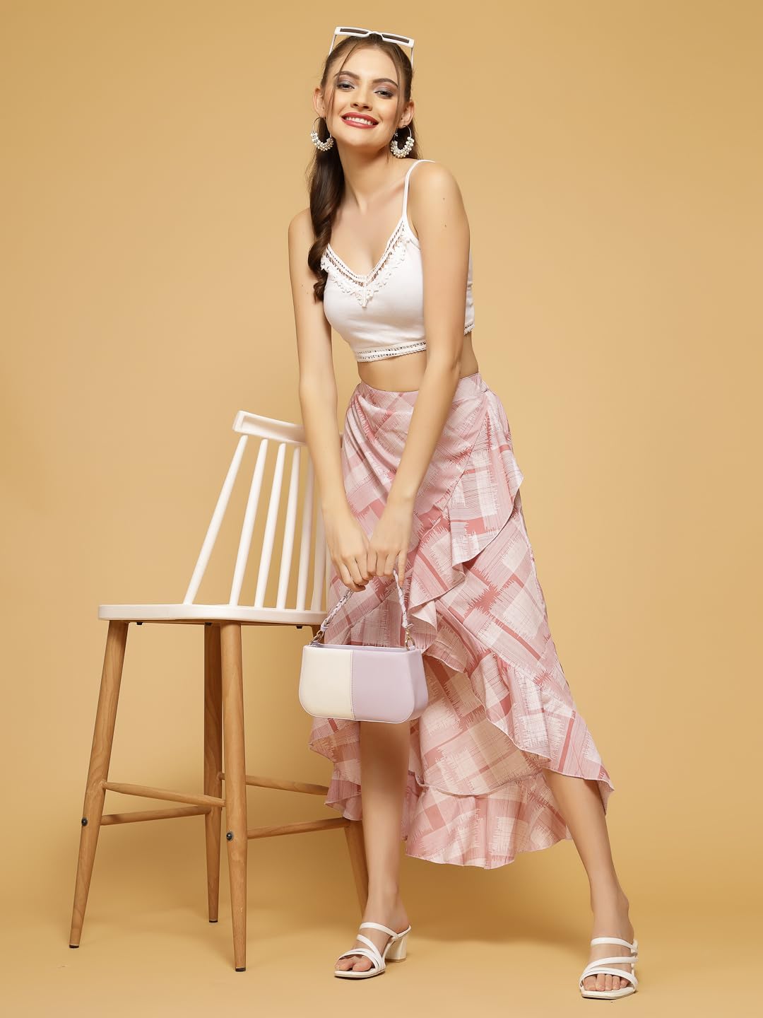 OOMPH! Long Skirts for Women Pink - msk067