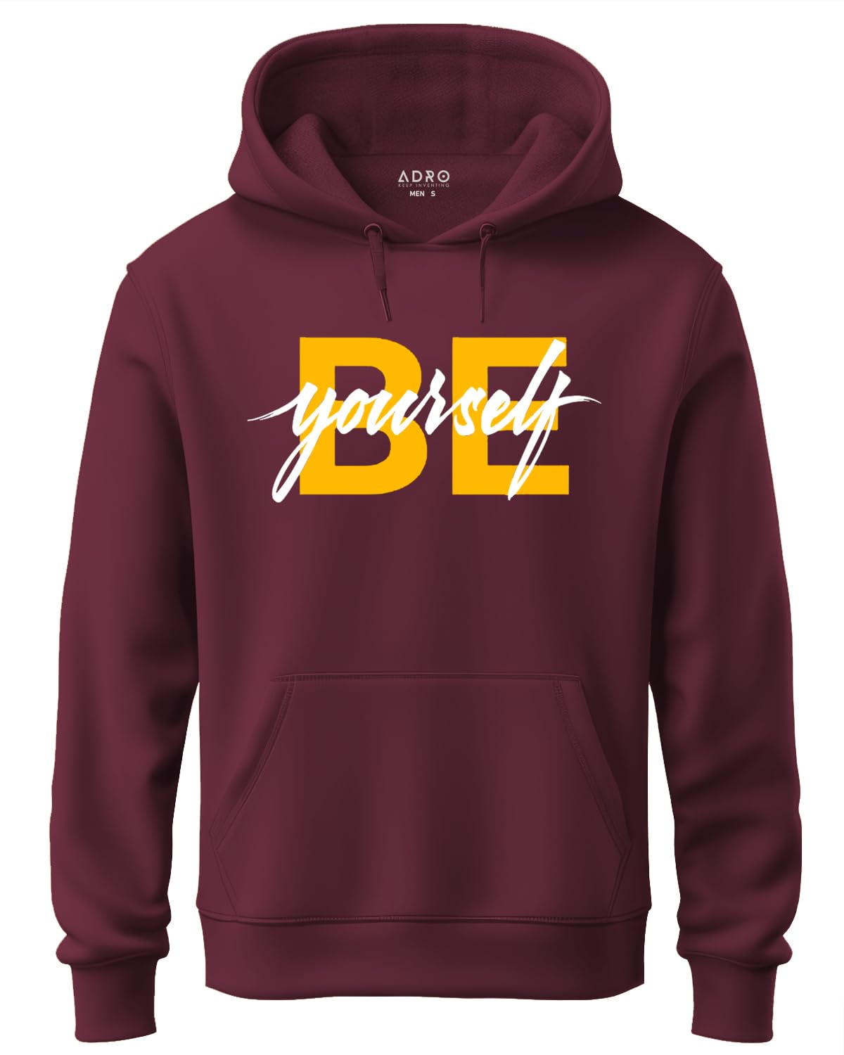 ADRO Men's Cotton Neck Hooded Sweatshirt (H21-M-BYO-MR_Maroon)