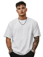 Veirdowhite Oversized Baggy Fit Drop Shoulder Short Sleeve Round Neck Solid Cotton T-Shirt
