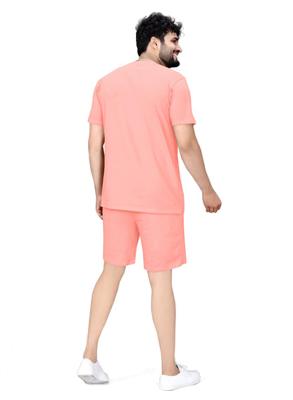 ELLITI Cotton Blend Casual Round Neck Half Sleeve Oversized Co-ord Set Mens, Pyjama Set, Sleepwear Loungewear T-Shirt and Short