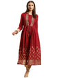 rangita Maroon Rayon Calf Length Printed Double Layered Kurti for Women | Kurta for Women