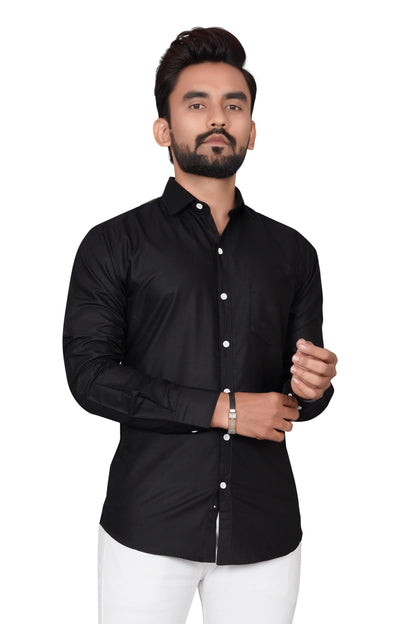 Besix Full Sleeve Black Formal Shirt For Men Cotton Regular Fit Casual - Pure Premium Branded Shirts For Men Formal Stylish Slim