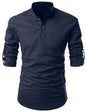 Finivo Fashion MenS Cotton Blend Solid Full Sleeve Short Kurta Shirt Navy Blue