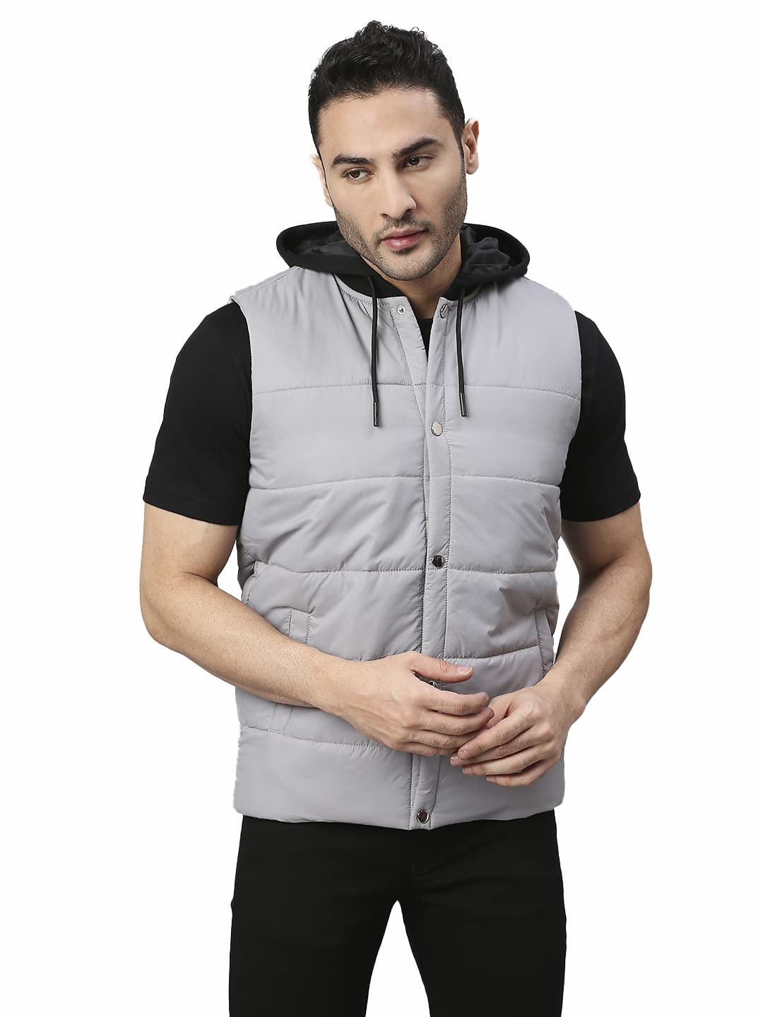 Dennis Lingo Color Block Polyester Regular Fit Full Sleeves MenS Hooded Puffer Jacket With 2 Pockets - Lightweight Casual Winte