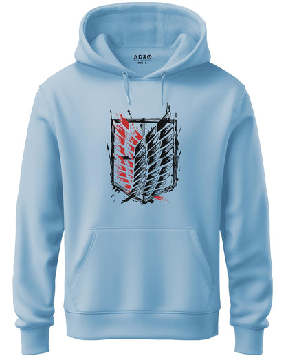 ADRO Men's Cotton Neck Hooded Sweatshirt (H22-M-AR2-SK_SkyBlue)