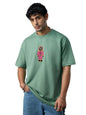 The Souled Store Squid Games: Soldier Men and Boys Short Sleeves Round Neck Green Embroidered Cotton Oversized T-Shirts