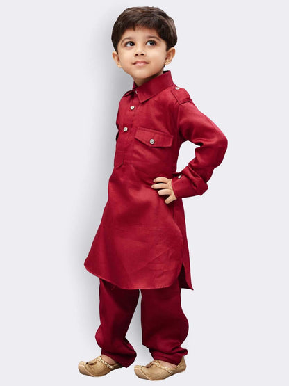 Vastramay Boys Pathani Khan Suit Set  Soft Cotton Fabric With Patiala Pyjama  Perfect For Holi & Eid
