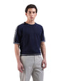 The Indian Garage Co Mens Oversized Solid Flatknit Half Sleeves Crew Neck Sweater