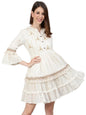 Ishin WomenS Off White Pure Cotton Zari Embroidered A-Line Dress