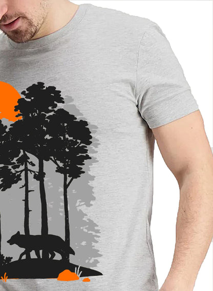 ADRO Mens Sun Printed Cotton T-Shirt (RN22-1-SUN-GR_Grey)