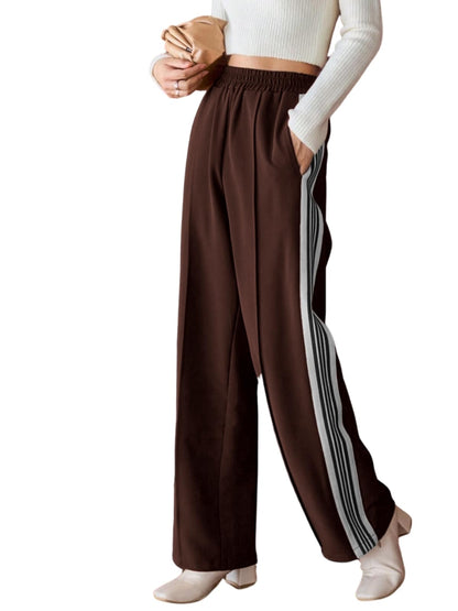 Greciilooks WomenS Relaxed Fit High Rise High-Waist Korean Style Trousers | Elegant Pants | Stylish Formal & Casual Wear Brown