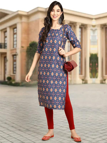Pinkmint Crepe Digital Printed Kurti For Womens Straight Kurti For Women (Pack Of 5)