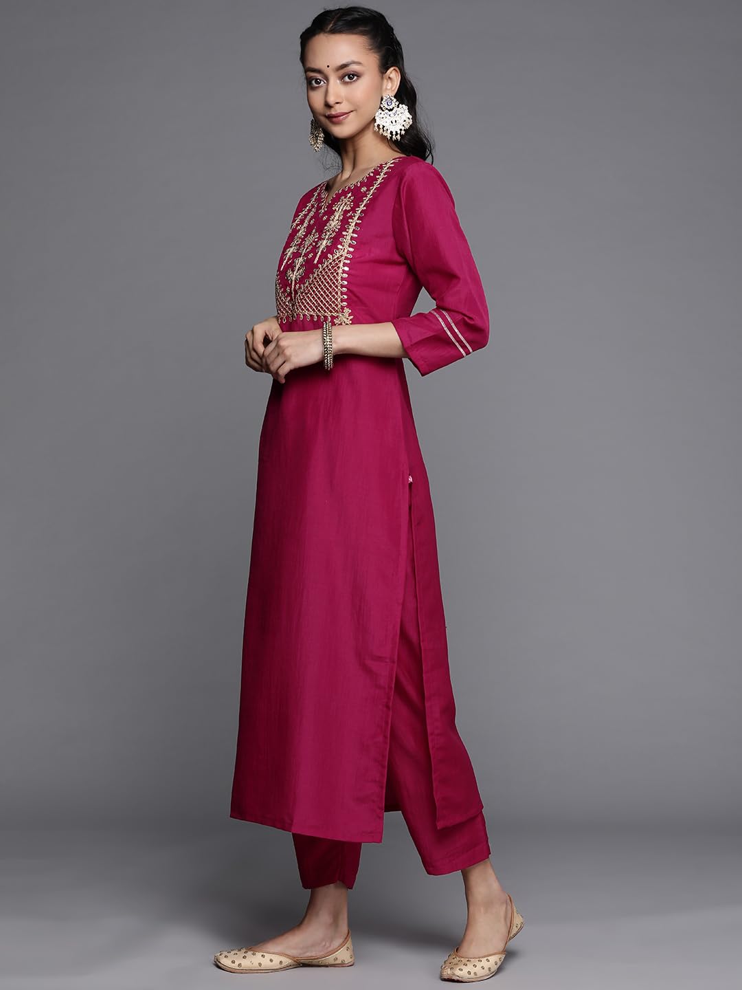 Varanga WomenS Silk Blend Kurta Set (Nv_Vskd159_Purple